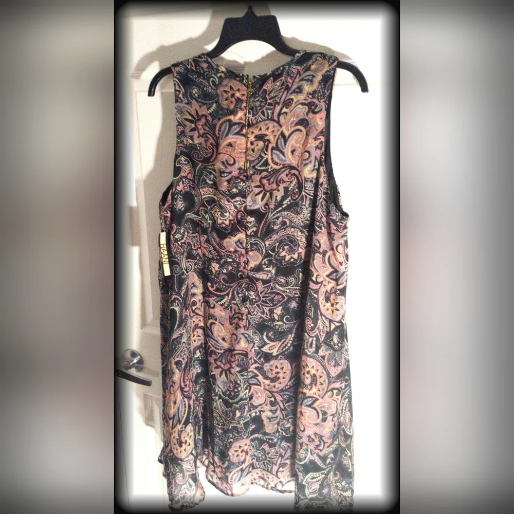 NEW! HAANI Bohemian style Paisley A line Trapeze shift dress-Sleeveless Lined XL